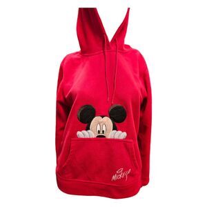 Disney Mickey Mouse Sweatshirt Womens Sz XL Red Hoided Fleece